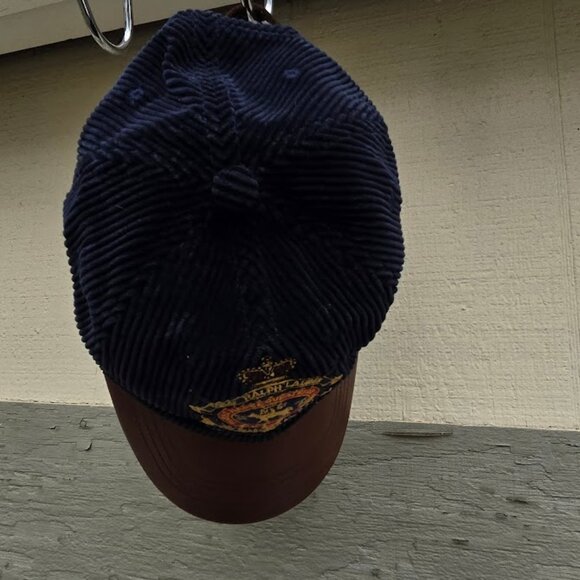 Ralph Lauren Polo Hat  Vintage Corduroy Hat Cap Leather Bill Strap Equestrian - Picture 10 of 13